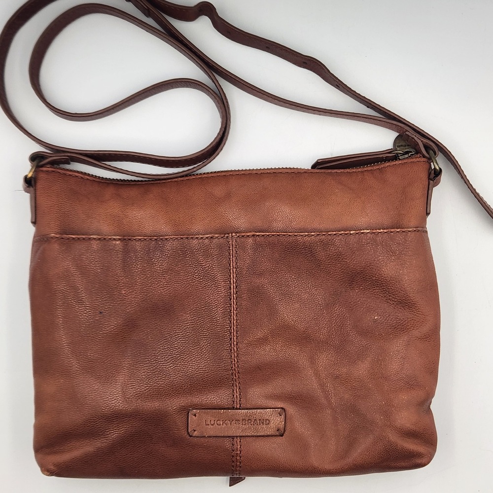 Lucky‎ Brand Leather Crossbody Bag Brown Tan Adjustable Strap Made in India